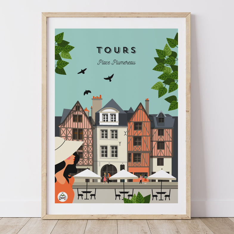 Affiche TOURS - Place Plumereau