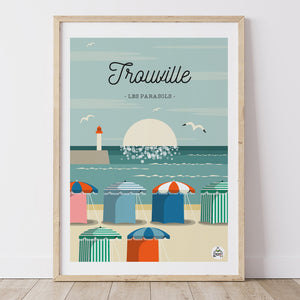 Affiche TROUVILLE - Les Parasols