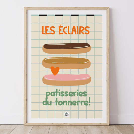 AFFICHE CUISINE - Les éclairs, pâtisseries du tonnerre!