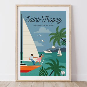 Affiche SAINT-TROPEZ  - Promenade en Mer