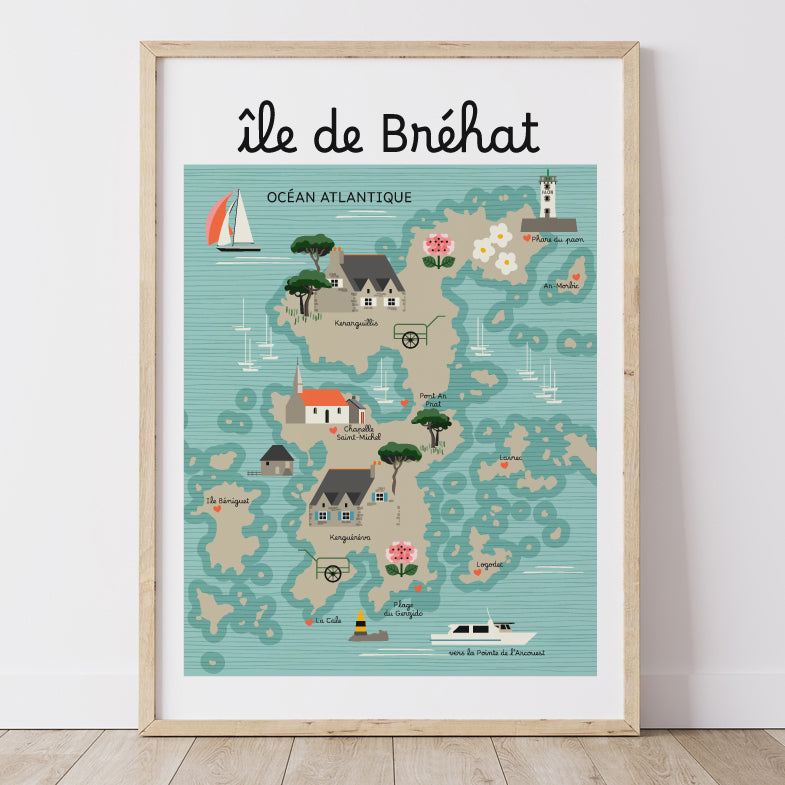 Affiche ÎLE DE BREHAT - Cartes Côtière
