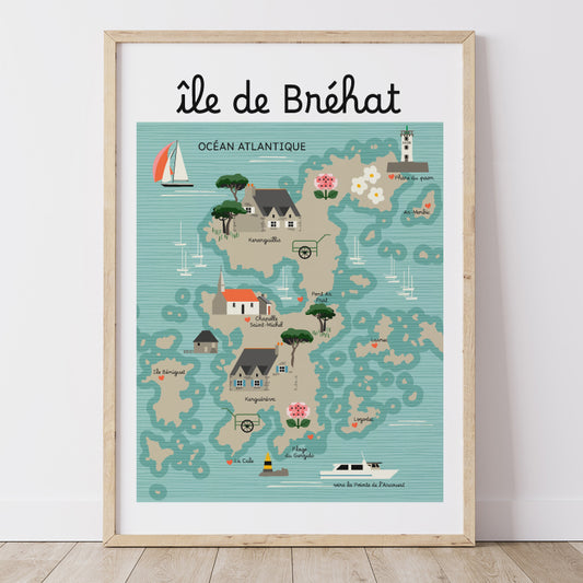 Affiche ÎLE DE BREHAT - Cartes Côtière
