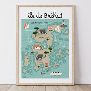 Affiche ÎLE DE BREHAT - Cartes Côtière