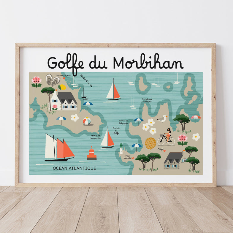 Affiche GOLFE DU MORBIHAN - Carte Côtière