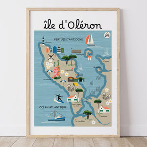 Affiche ÎLE D'OLERON - Carte Côtière