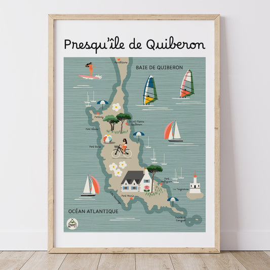 Affiche QUIBERON - Carte Côtière