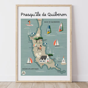 Affiche QUIBERON - Carte Côtière
