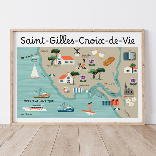Affiche SAINT-GILLES-CROIX-DE-VIE - Carte Côtière
