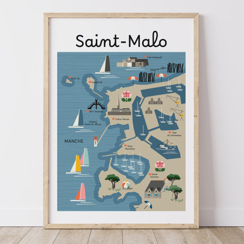 Affiche SAINT-MALO - Carte Côtière