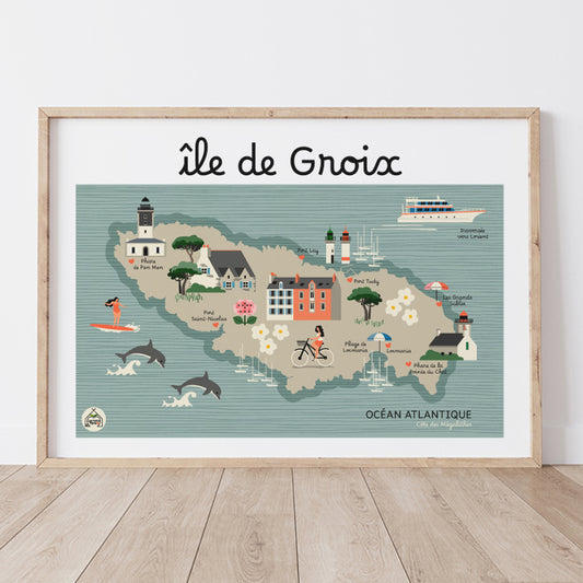 Affiche Carte Côtière ILE DE GROIX