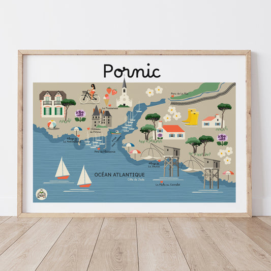 Affiche Carte Côtière PORNIC
