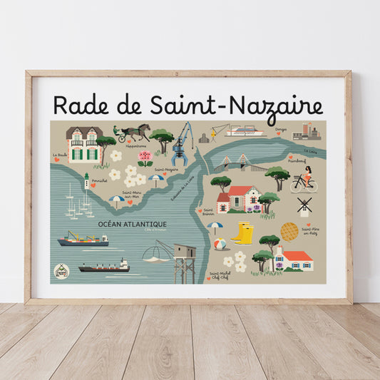 Affiche Carte Côtière RADE DE SAINT NAZAIRE