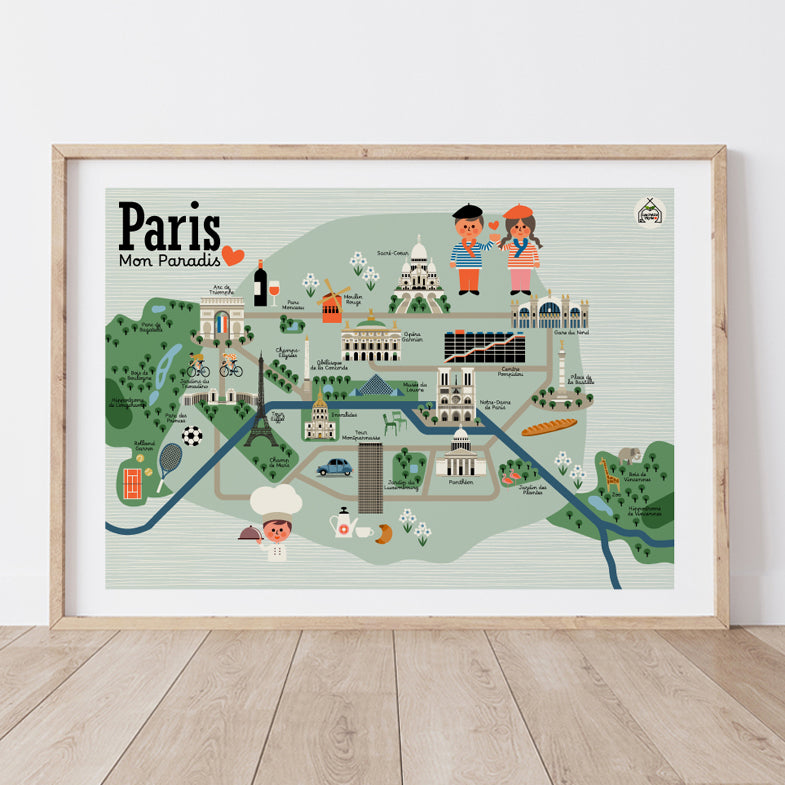 Affiche Carte PARIS - Mon Paradis