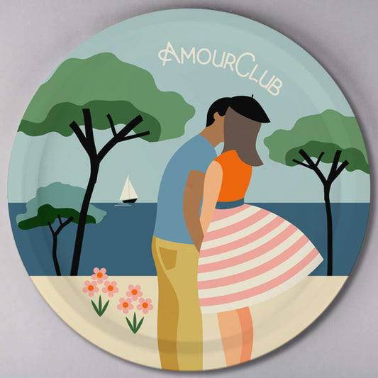 Plateau rond en bois - AMOUR CLUB