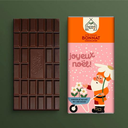 Tablette de Chocolat JOYEUX NOËL Fleurs du père Noël