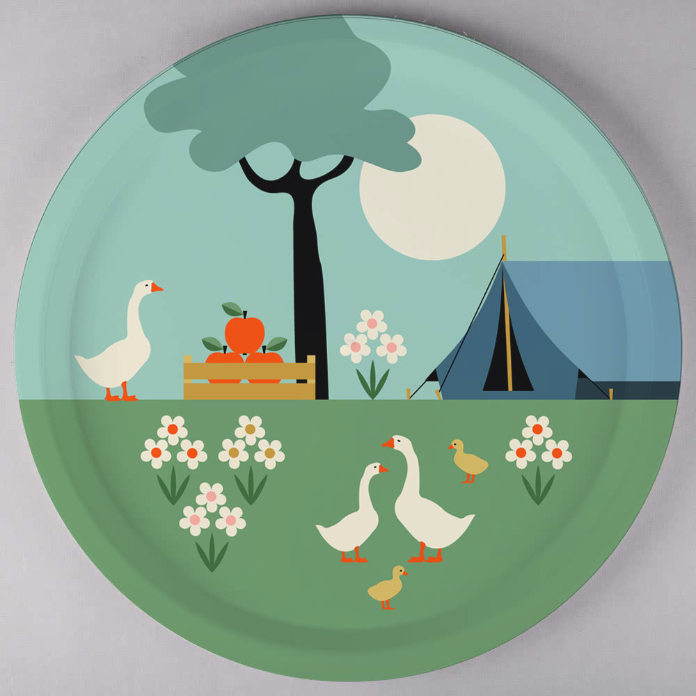 plateau rond en bois serie camping